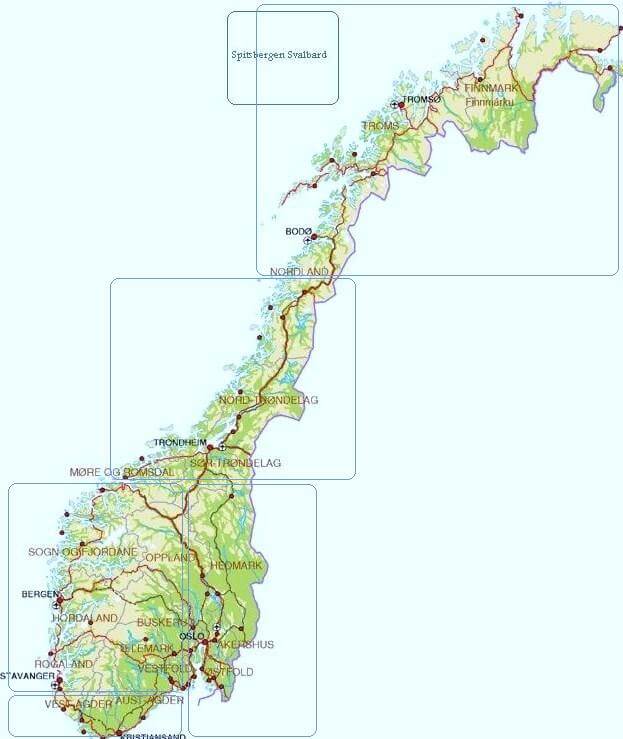 kaart noorwegen