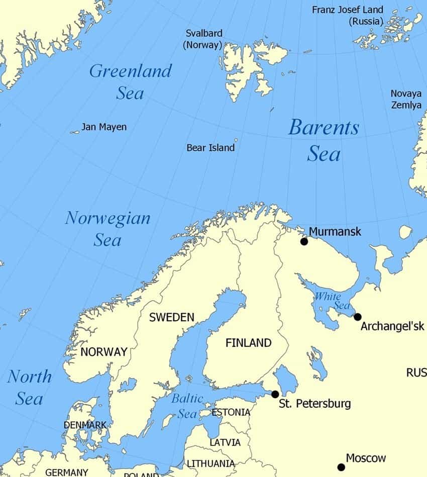 Zeekaart Noorwegen